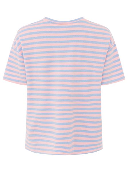 Zwillingsherz OneSize T-Shirt Sweat "Bonjour" rosa gestreift