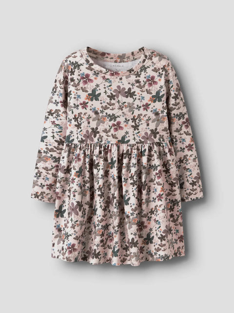 Name it Kleid Blumen beige meliert