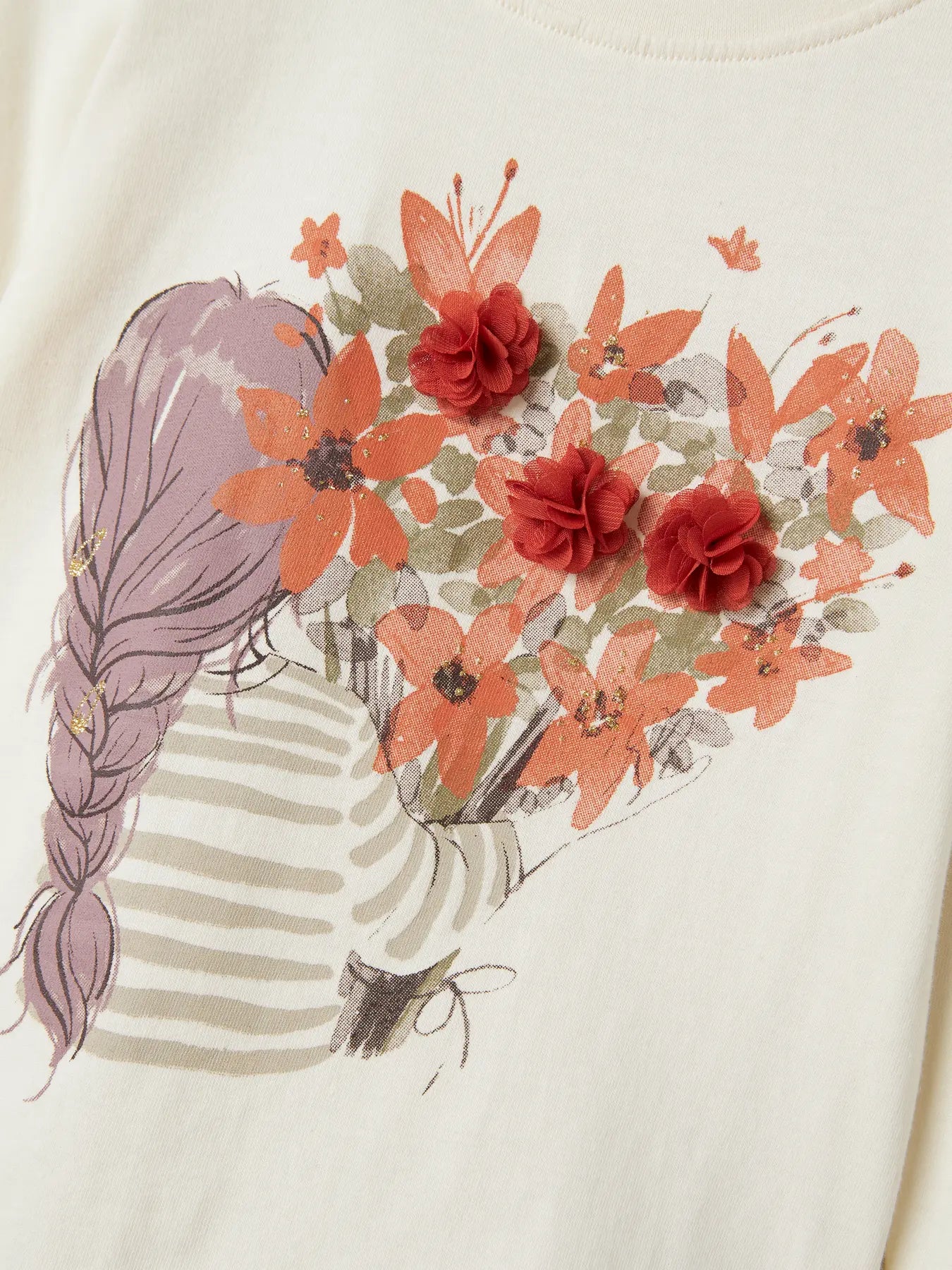 Name it Langarmshirt Blumen Mädchen cloud dancer