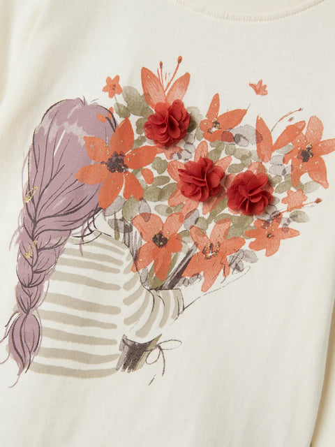 Name it Langarmshirt Blumen Mädchen cloud dancer