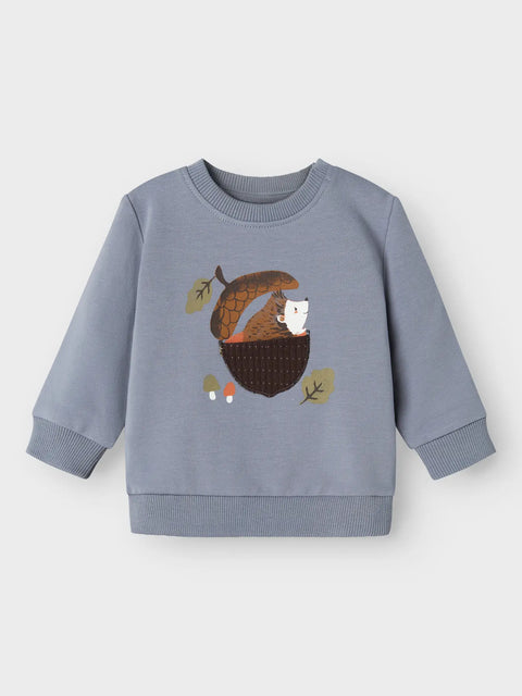 Name it Sweatshirt Igel blaugrau