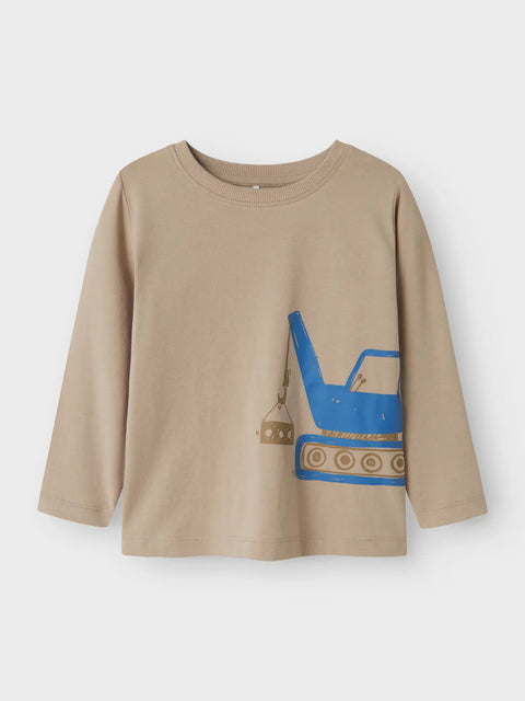Name it Langarmshirt Baustelle hellbraun