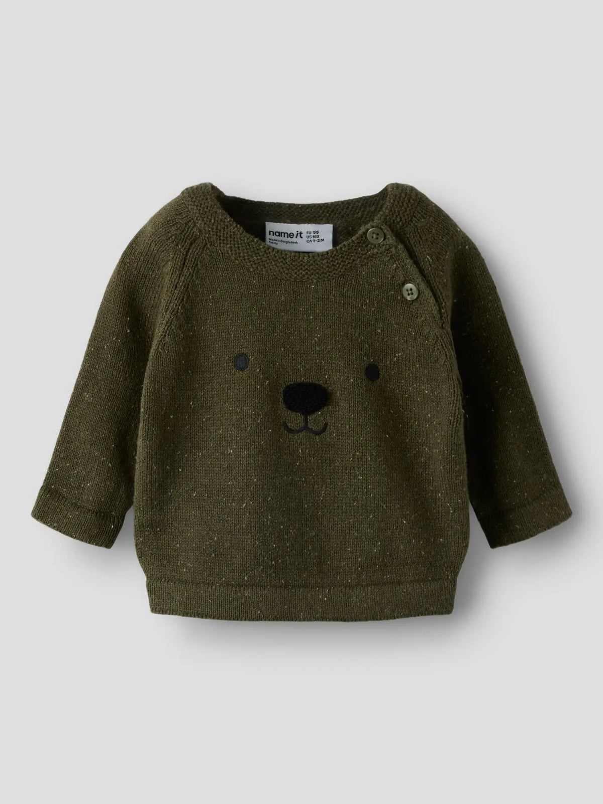 Name it Strickpullover Bärchen olive night