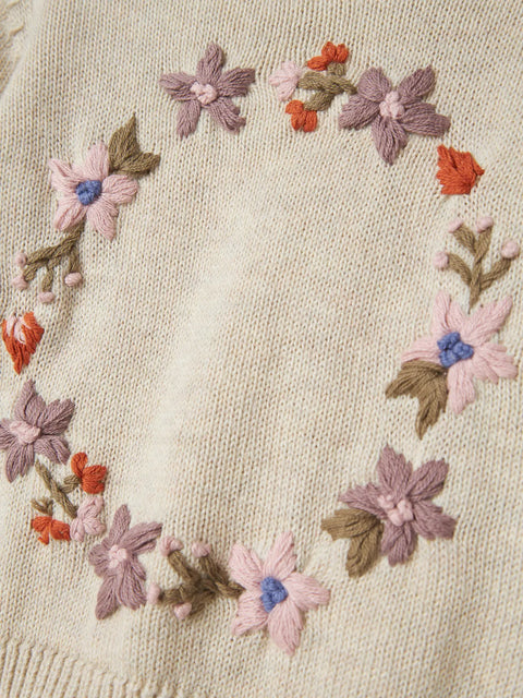 Name it Strickpullover Blumenkranz beige
