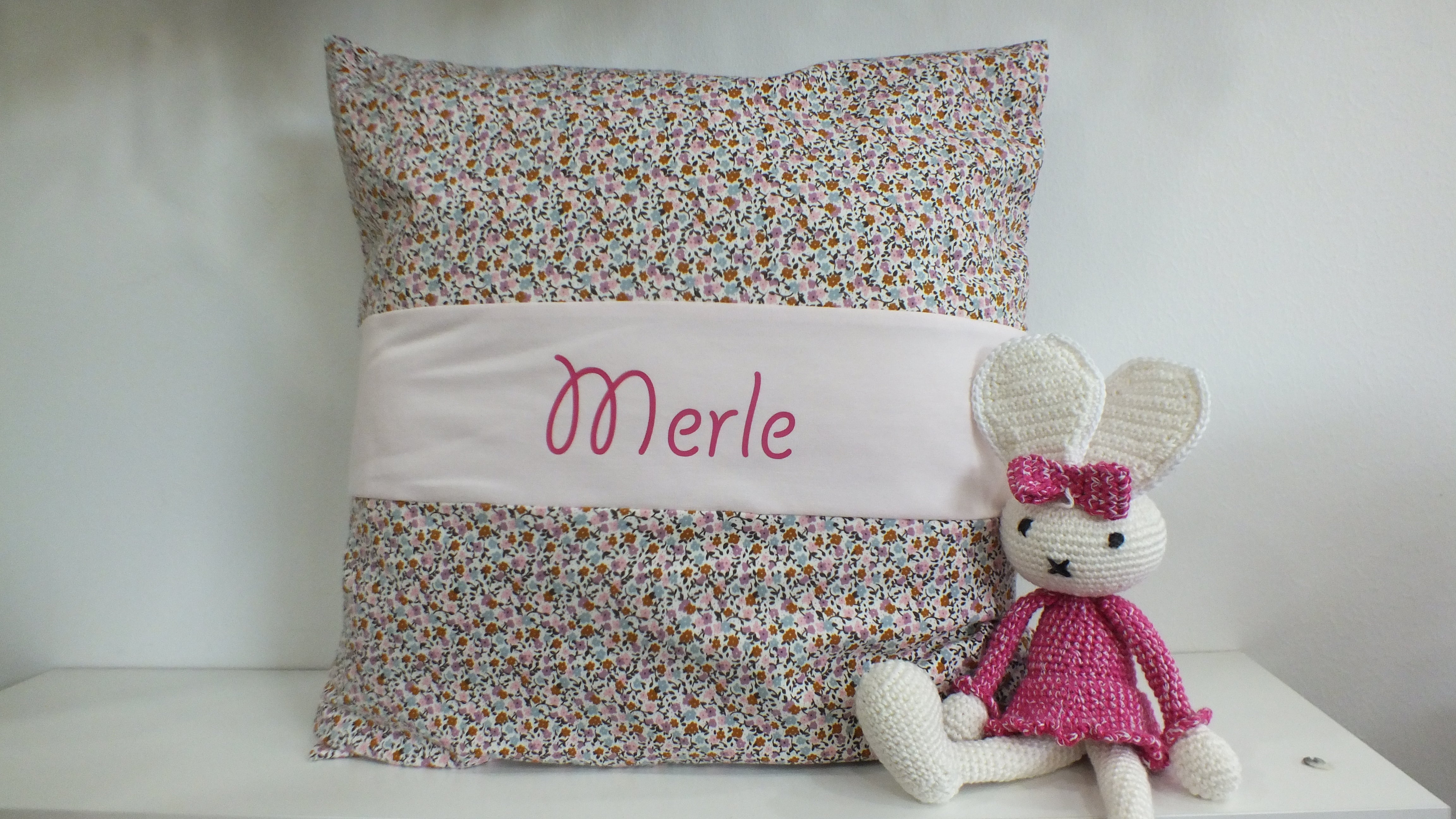 Kissen mit Name Mini Fleurs