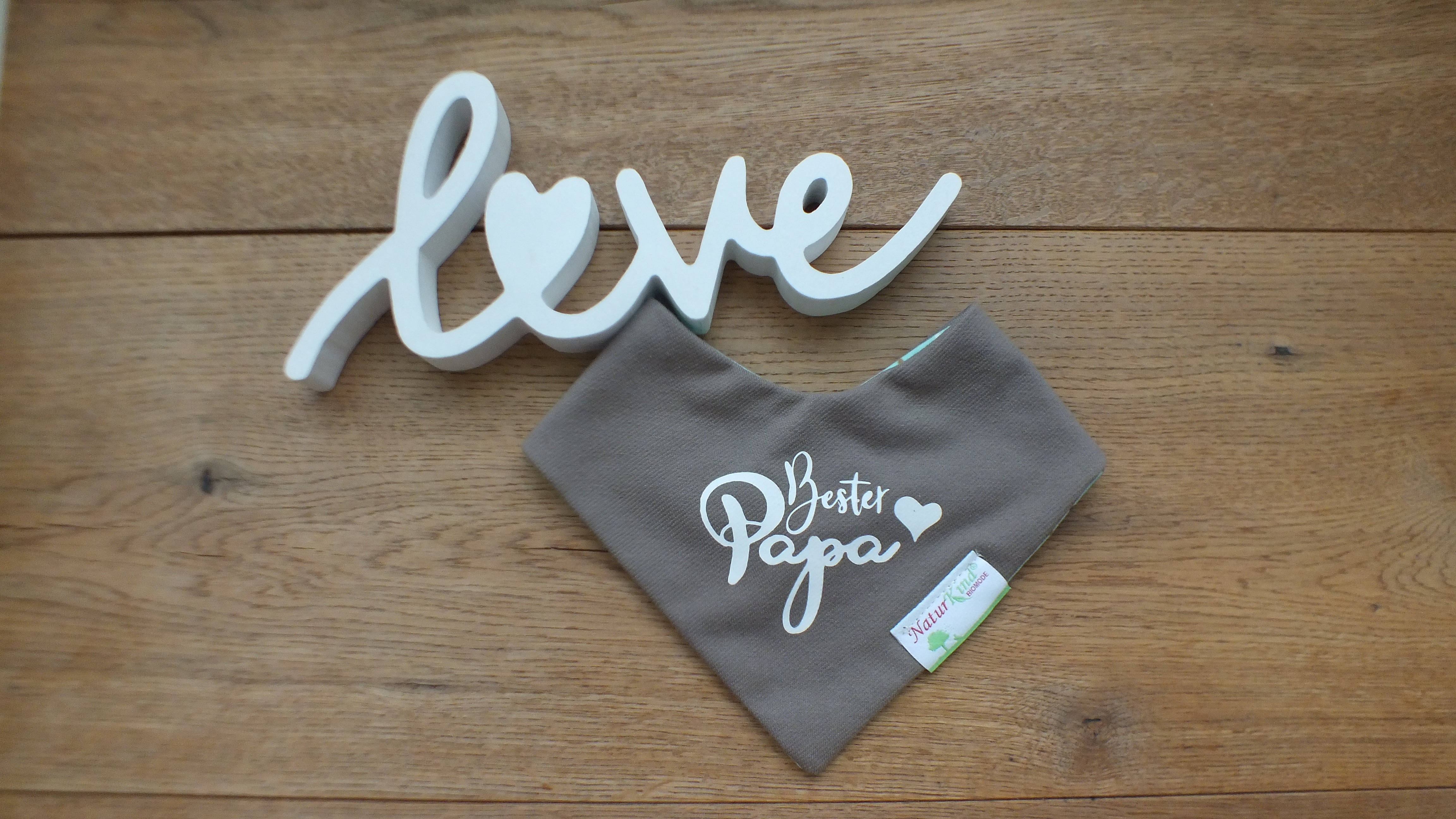 Wendehalstuch Uni taupe "Bester Papa"