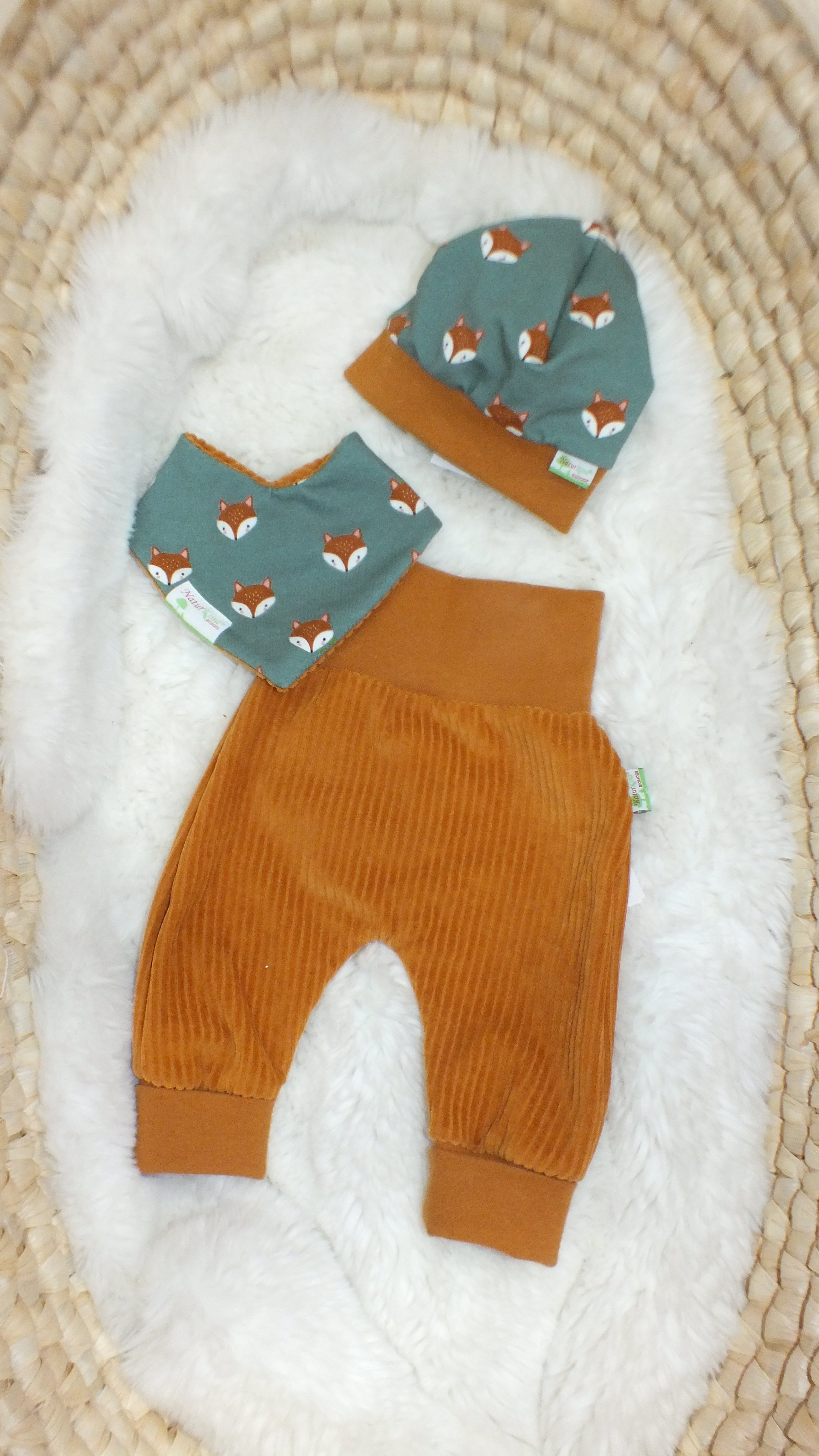 MitwachsSet für Babys - Cord Nicky senf + Füchse mint ★exklusiv★