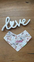 Wendehalstuch Boho Flowers mit Name, Name rosapink