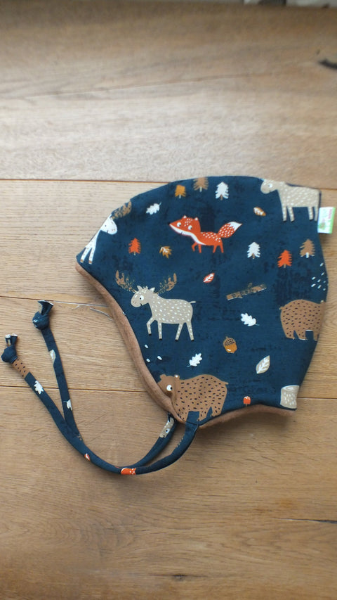 Bindemütze Tierischer Wald mitternachtsblau