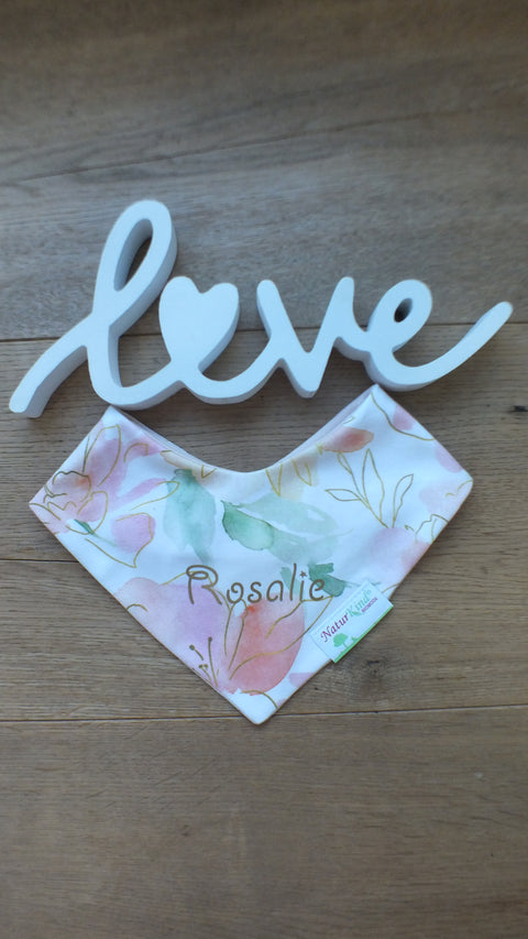 Wendehalstuch Goldblume mit Name, Name gold