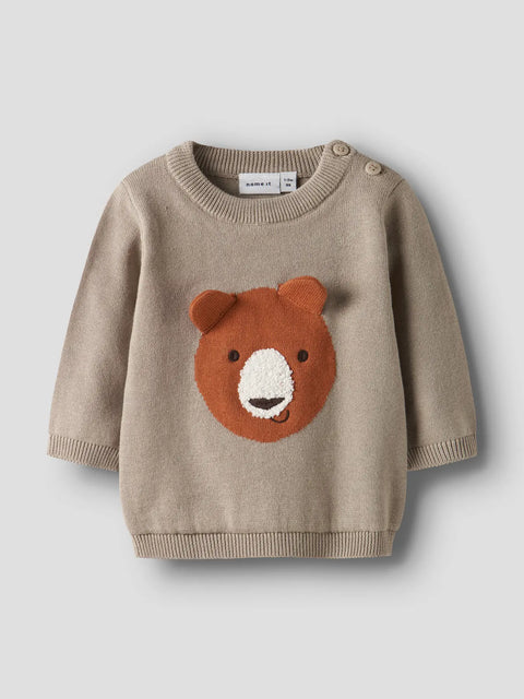 Name it Strickpullover Bär hellbraun