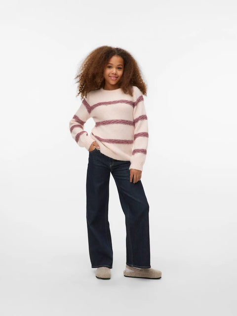 Vero Moda Girls Strickpullover rosé gestreift
