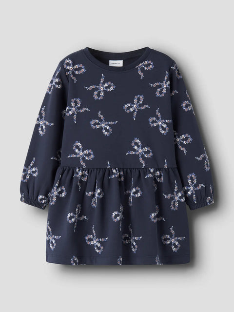 Name it Sweat Kleid Blumen Schleifen dunkelblau