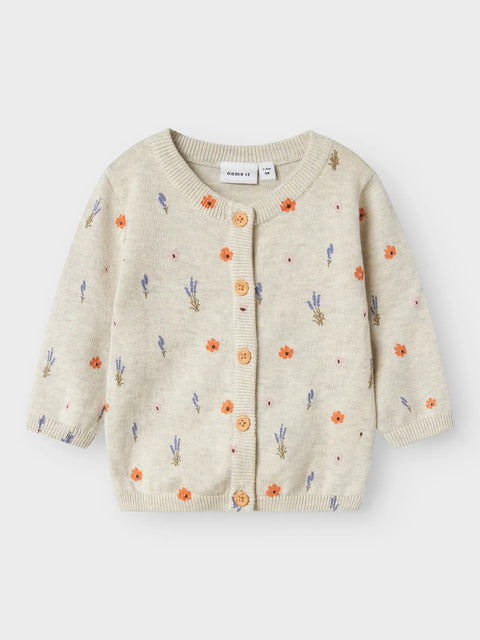 Name it Strickjacke Blumenwiese beige