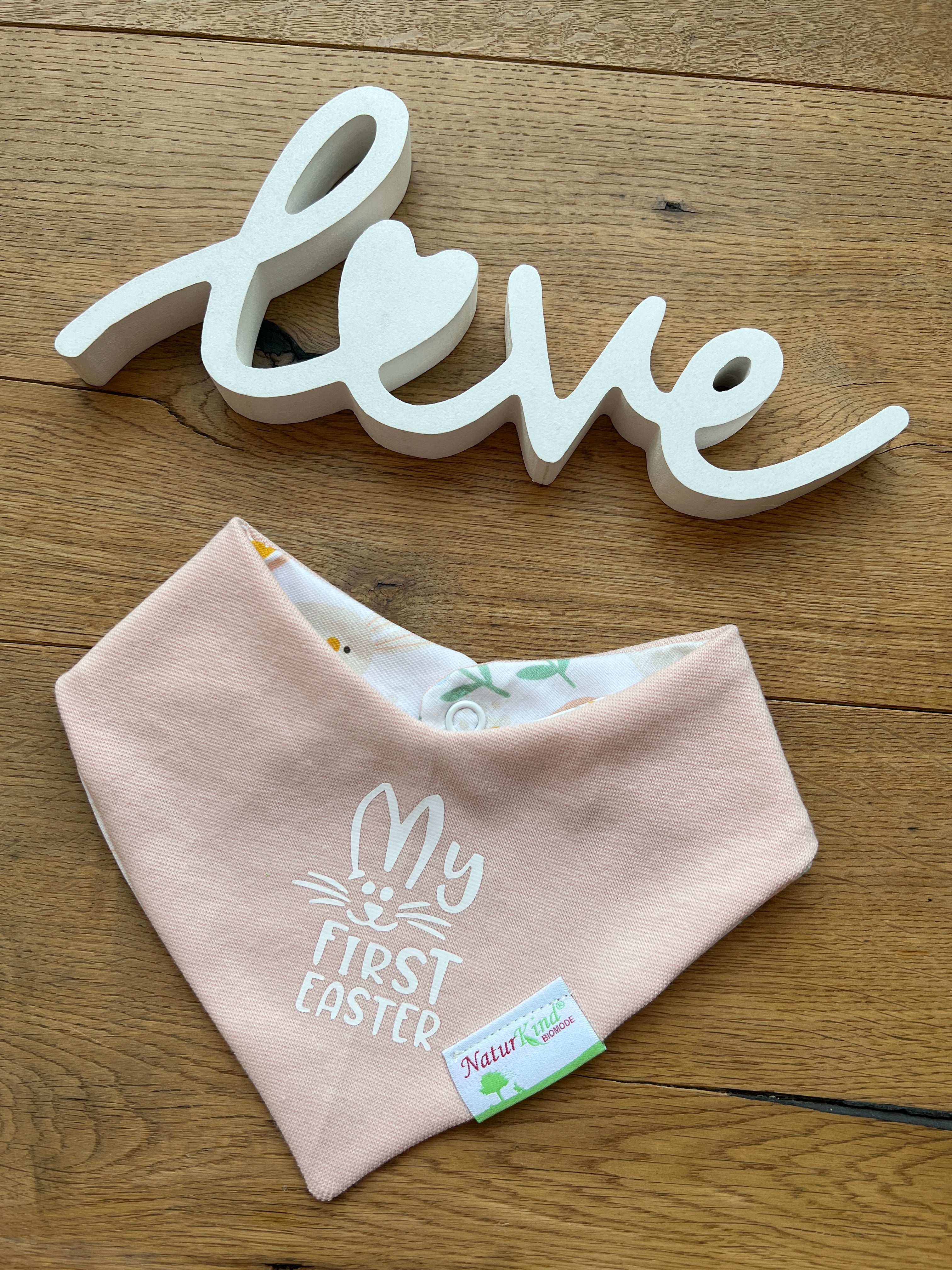 Wendehalstuch Uni peach "my first easter"