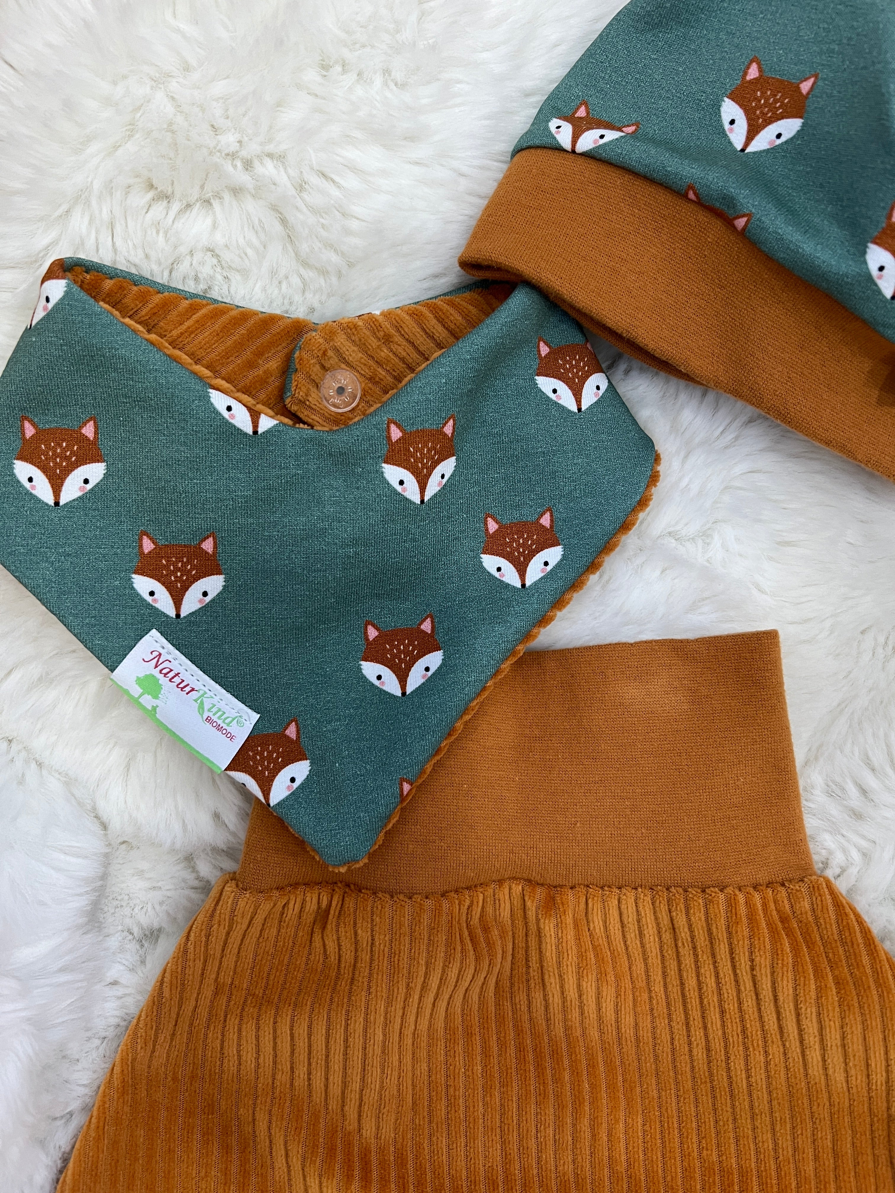 MitwachsSet für Babys - Cord Nicky senf + Füchse mint ★exklusiv★