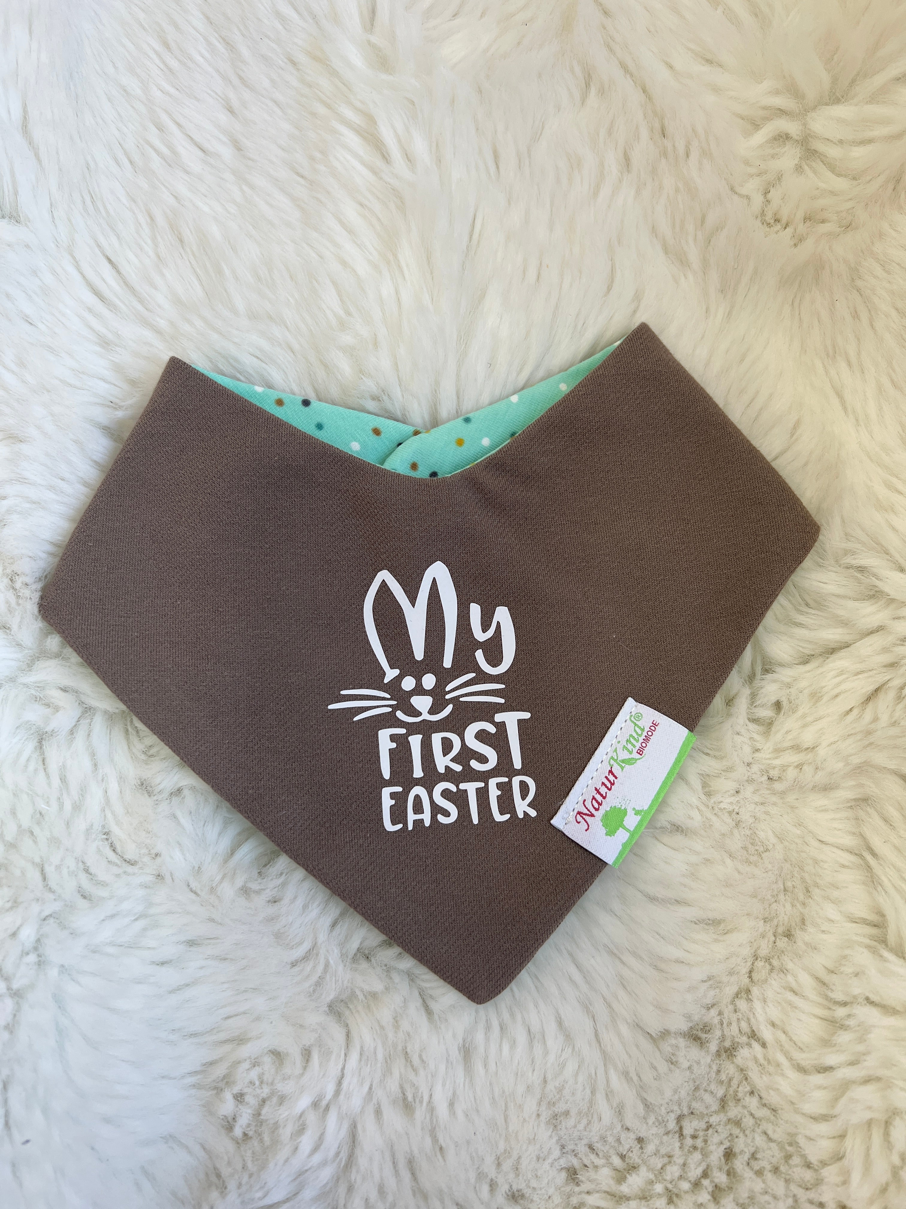 Wendehalstuch Uni taupe "my first easter"