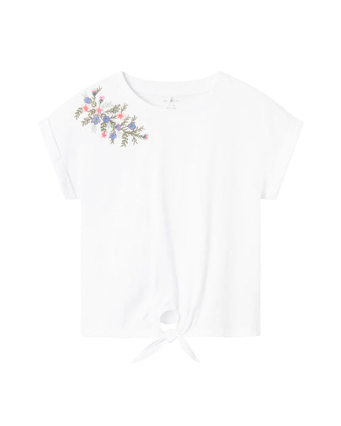 Name it Knoten T-Shirt Blume weiß