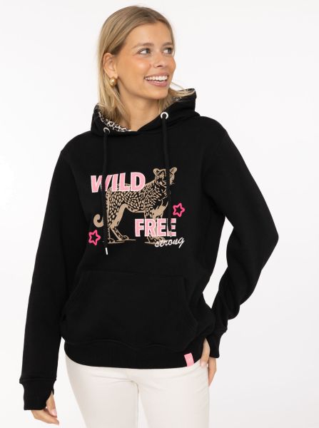 Zwillingsherz Hoodie "Wild Free" schwarz