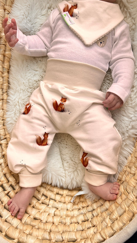 Naturkind Biomode® Mitwachshose / Babyhose  Bio Baumwolle -Vintage kleiner Entdecker Fuchs creme- exclusive