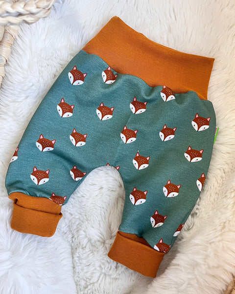 Naturkind Biomode® Mitwachshose / Babyhose Füchse mint Bio Baumwolle