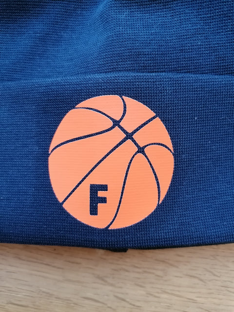 Hipster Beanie Dunkelblau Basketball orange