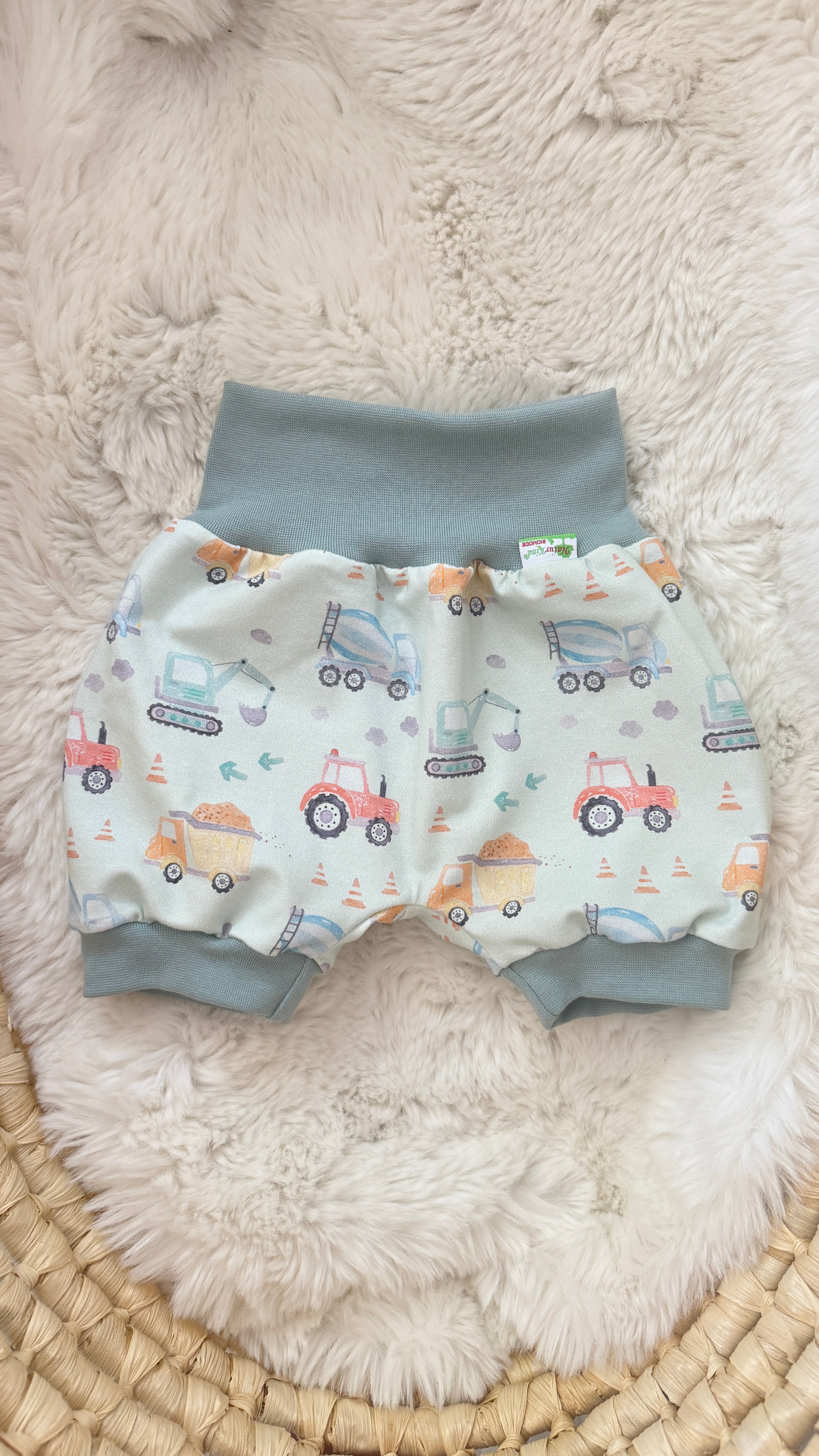 Naturkind Biomode ® 3-teiliges Sommerjersey MitwachsSet für Babys Baustellen Bande pastell mint
