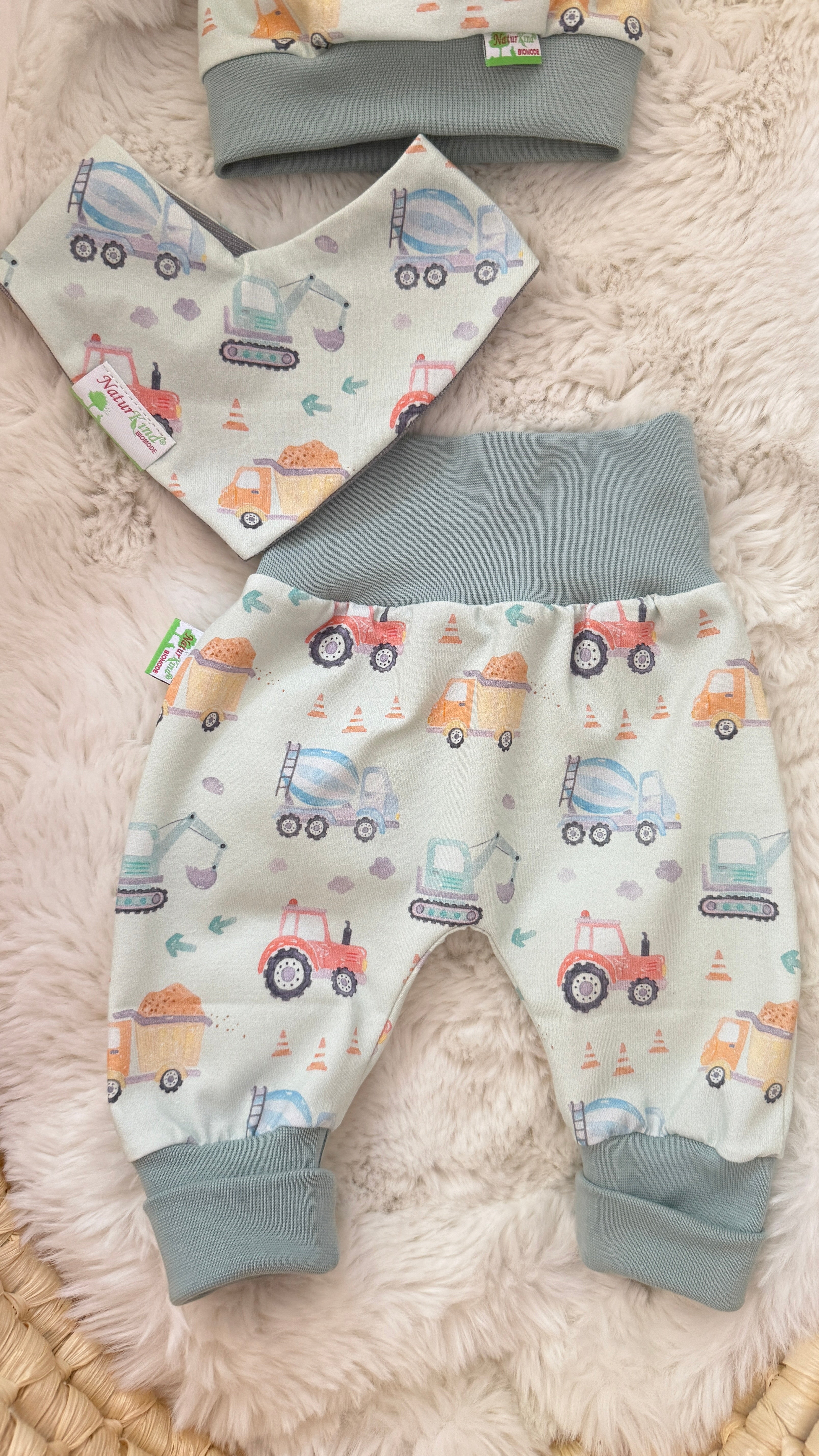 Mitwachshose Baustellen Bande pastell mint