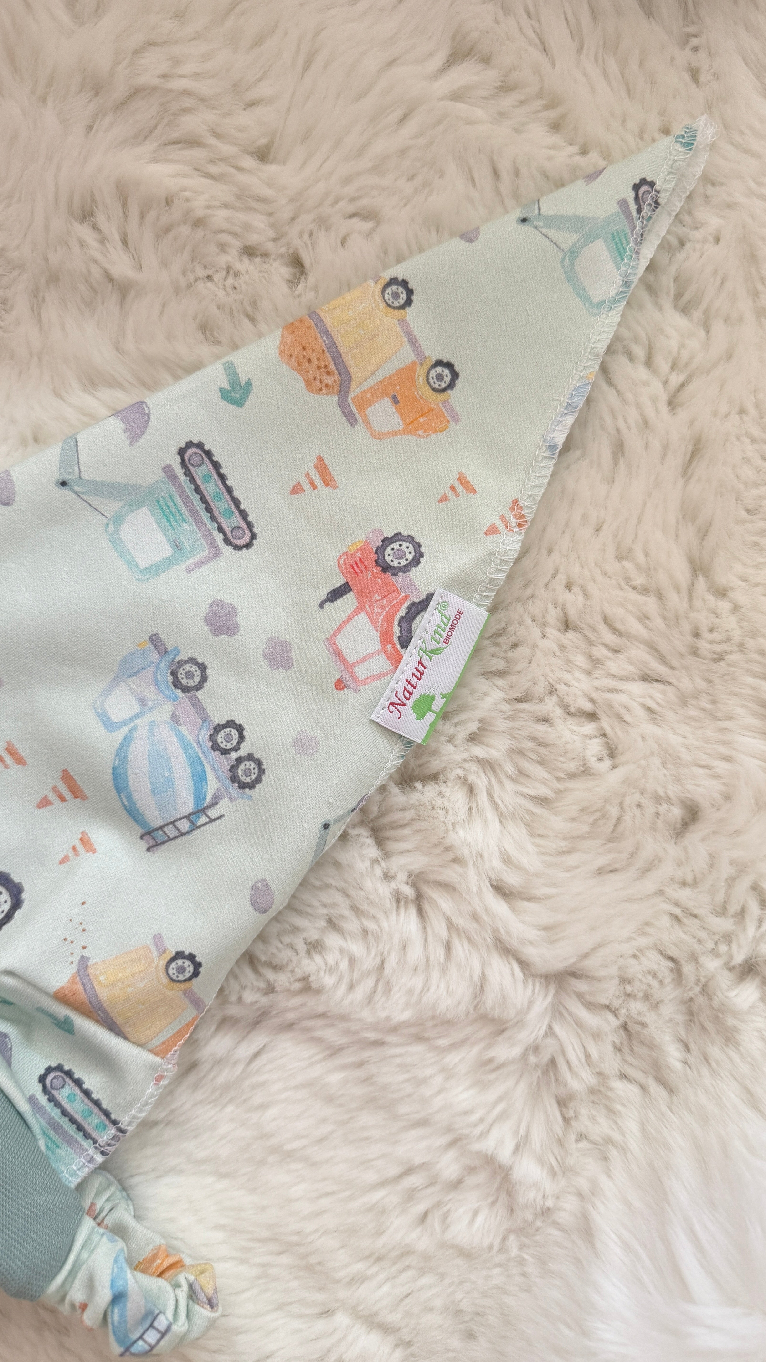 Piratentuch mit Schirm Baustellen Bande pastell mint