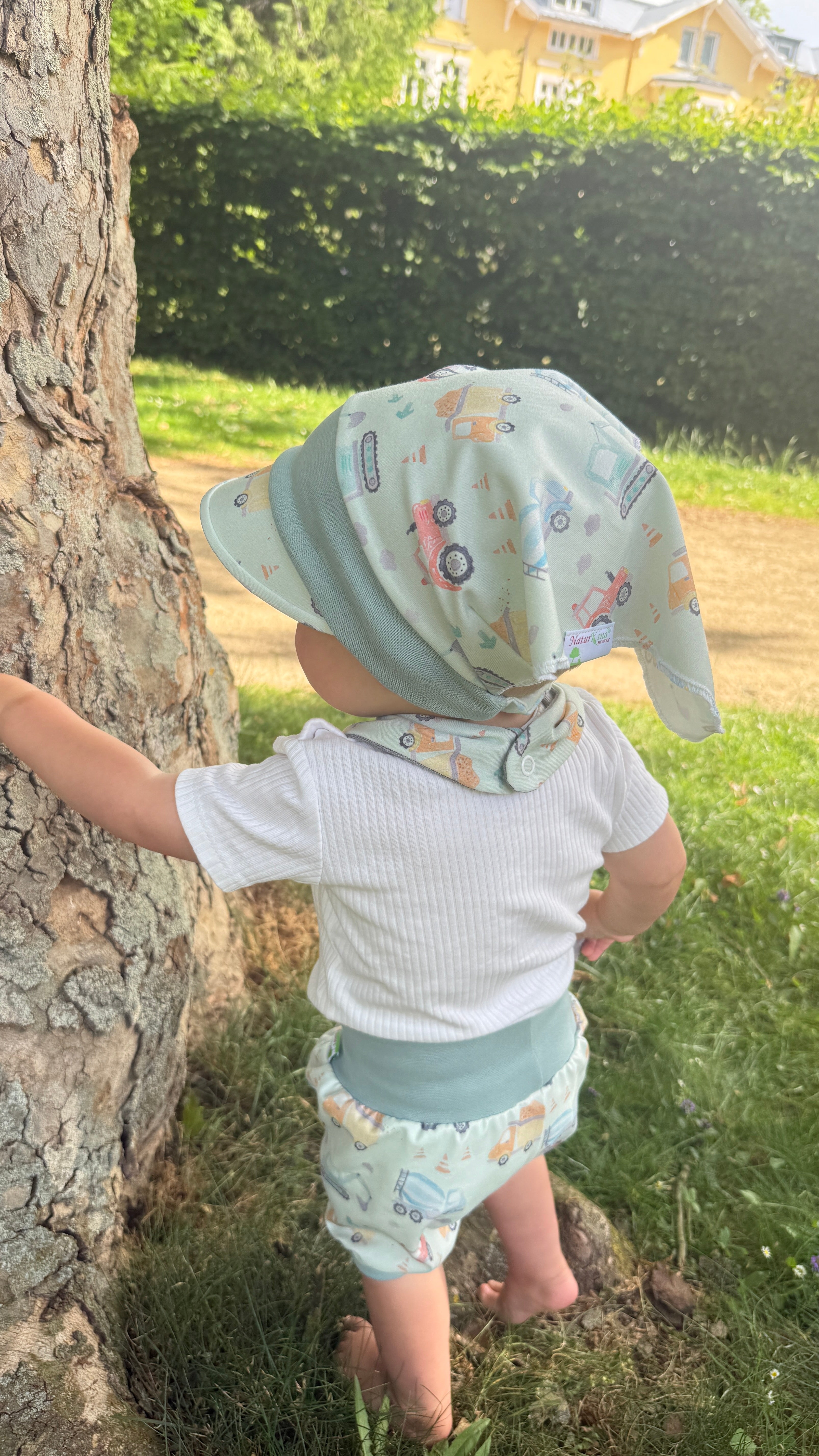 Naturkind Biomode ® 3-teiliges Sommerjersey MitwachsSet für Babys Baustellen Bande pastell mint