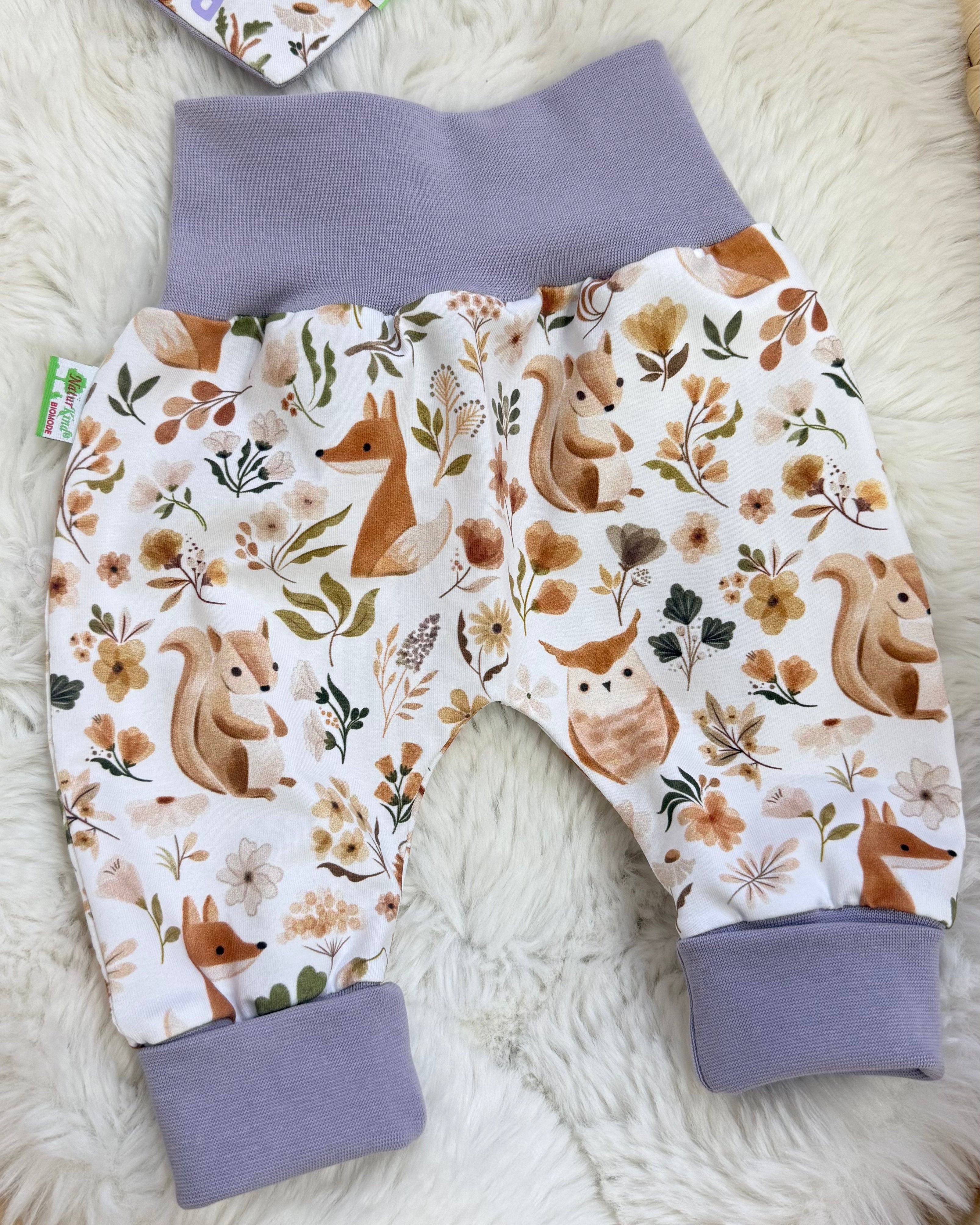 Mitwachshose Waldfreunde beige, Uni flieder ★exklusiv★