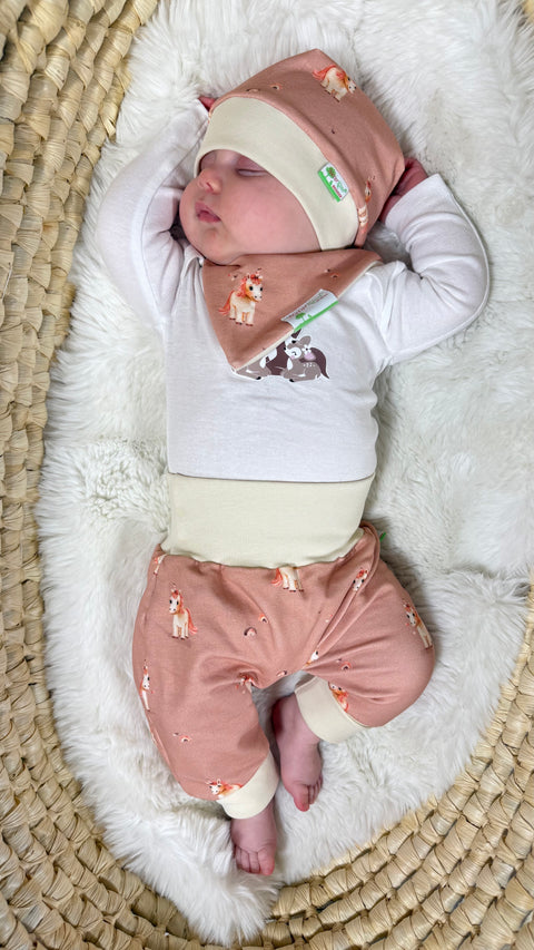 Wendehalstuch Kleines Träumer Einhorn altrosa mit Name, Name weiß