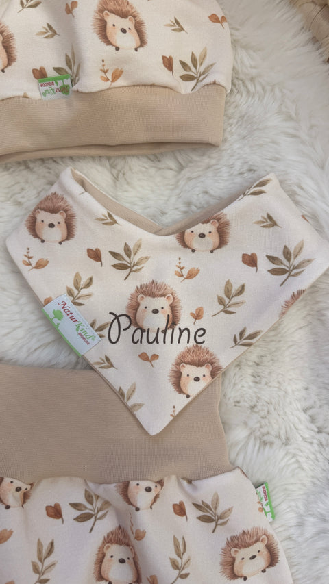 Wendehalstuch Kleiner Igelfreund mit Name, Name braun