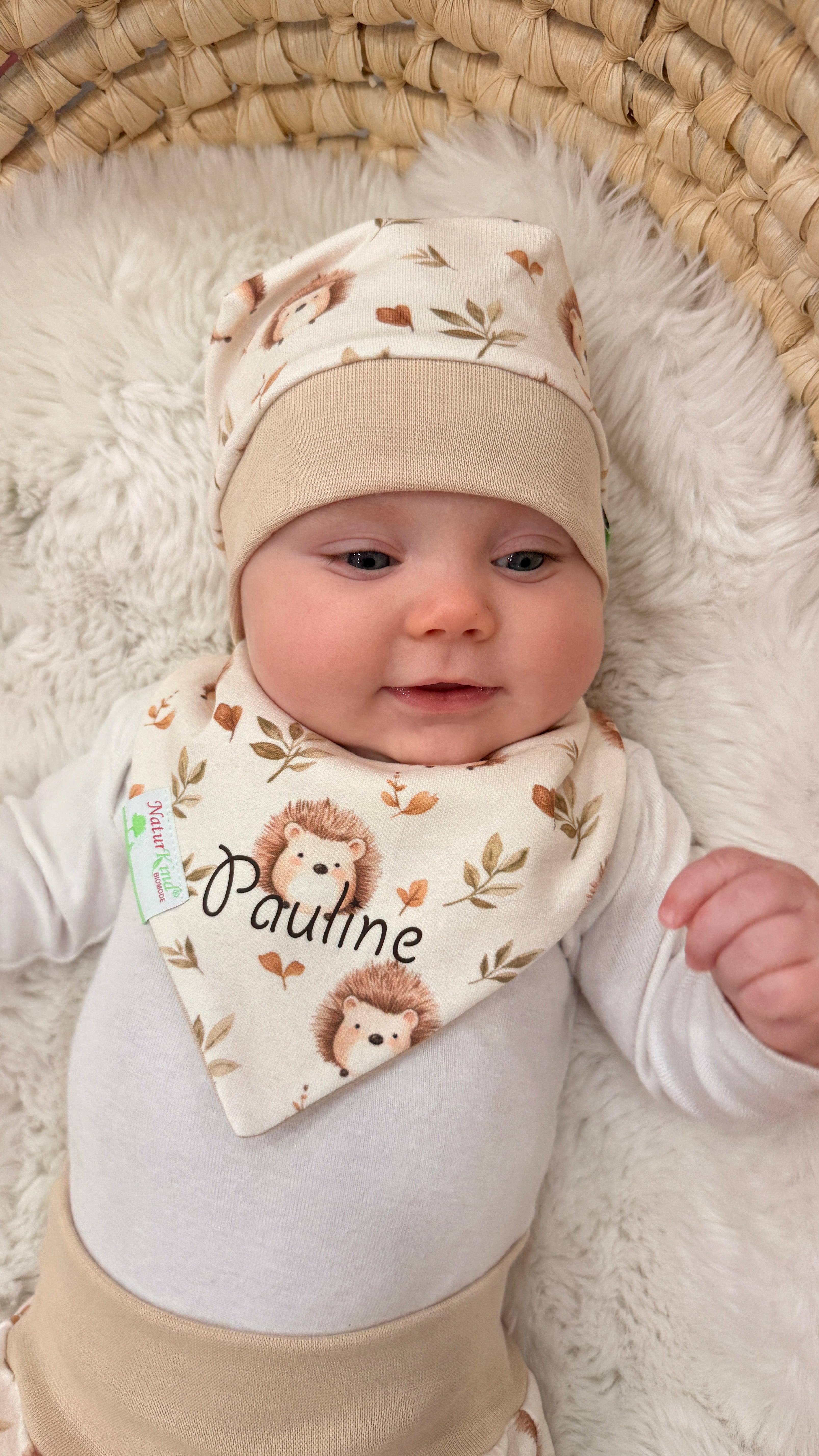 Wendehalstuch Kleiner Igelfreund mit Name, Name braun