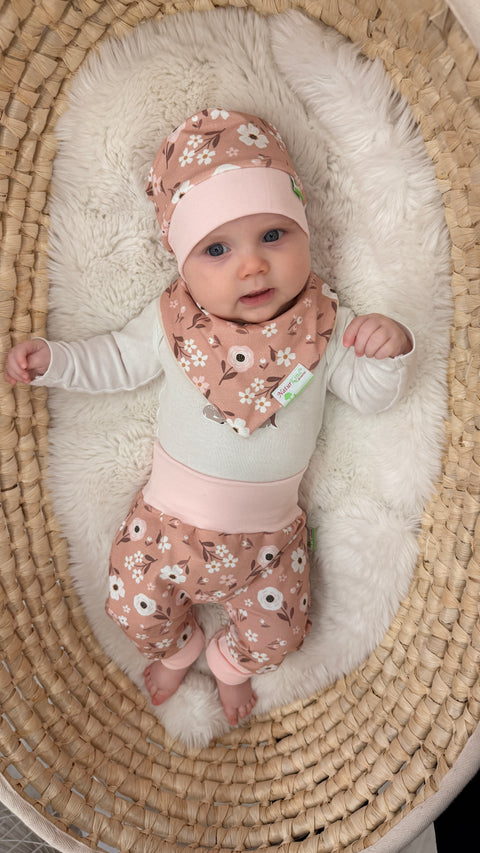 Bündchen Beanie Vintage Blumen altrosa