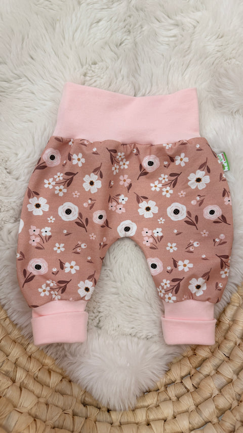Naturkind Biomode® Mitwachshose / Babyhose Bio Baumwolle Vintage Blumen altrosa ★exklusiv★