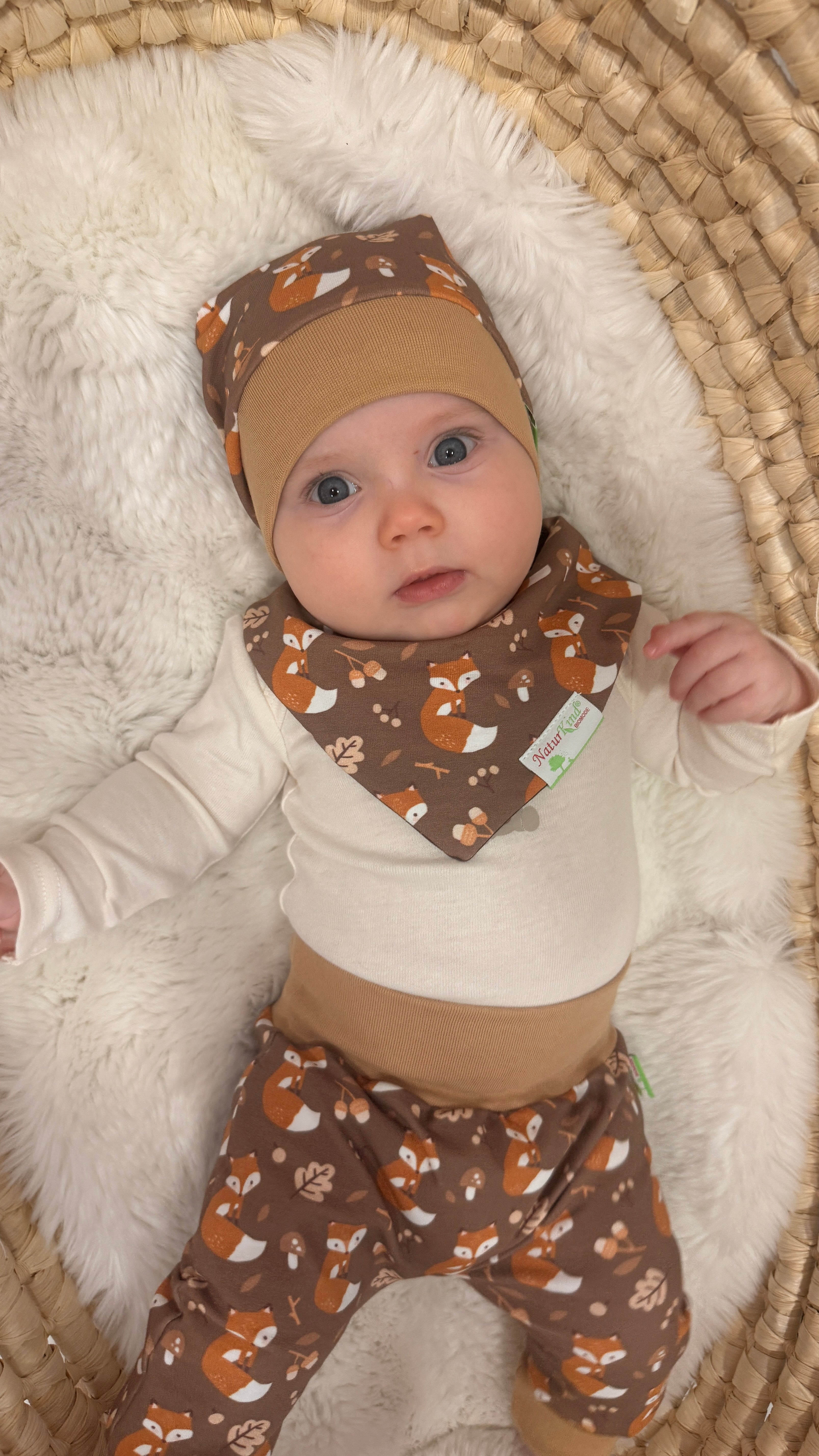 Bündchen Beanie Boho Fuchs braun