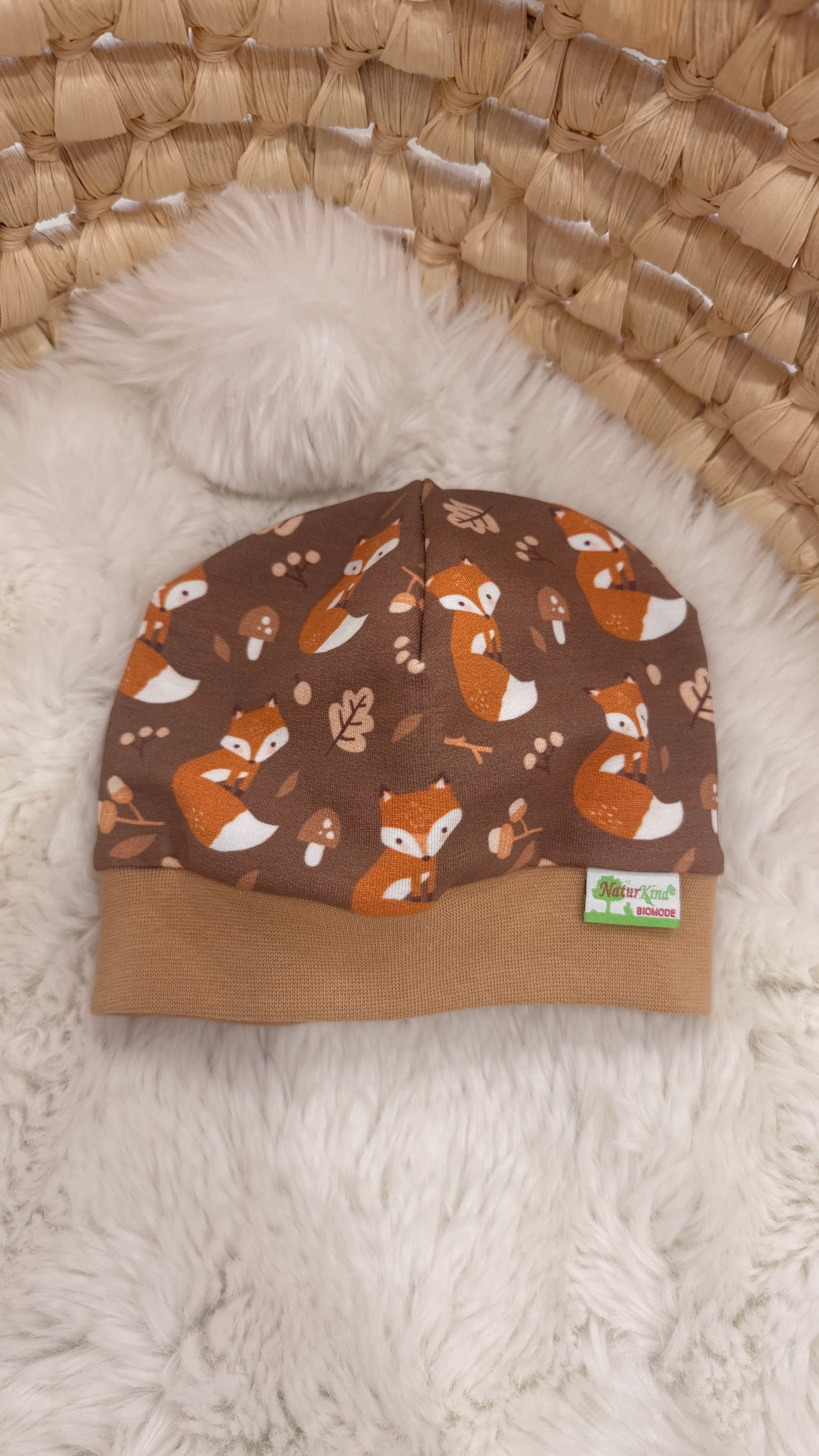 Bündchen Beanie Boho Fuchs braun