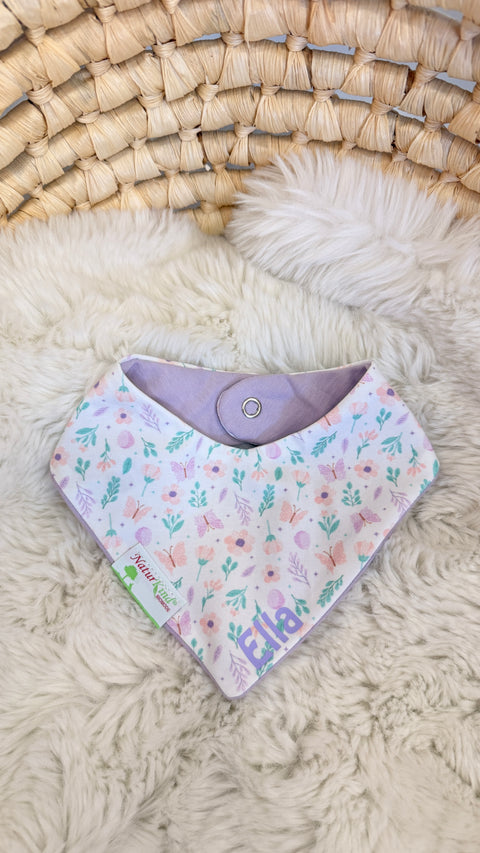 Wendehalstuch Pastell Garden mit Name, Name flieder