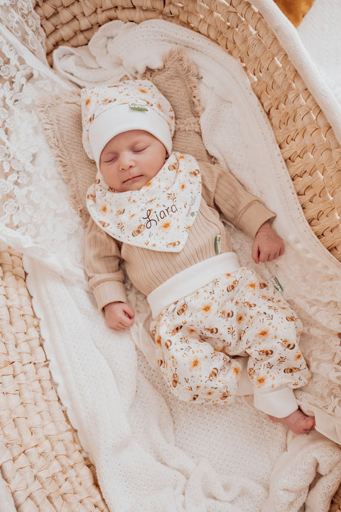 Wendehalstuch Bienenwiese mit Name, Name braun