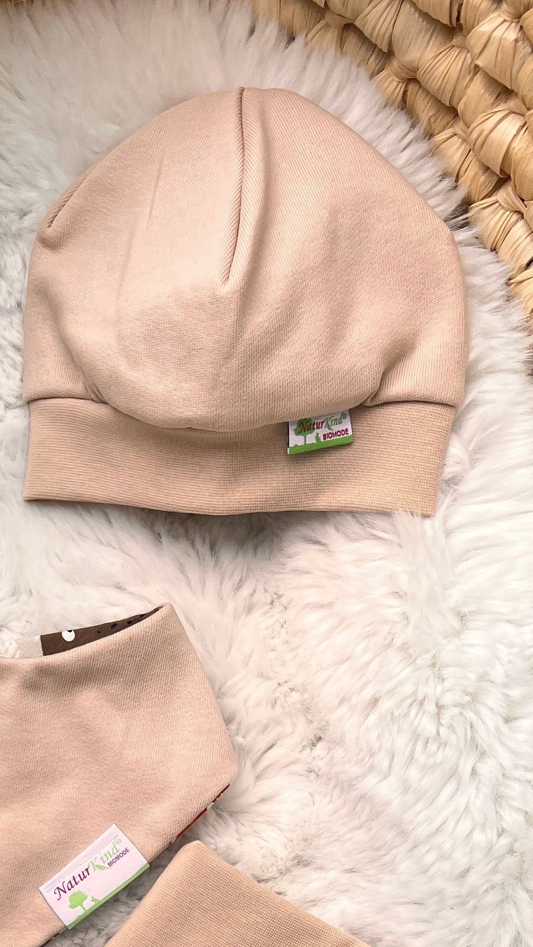 Bündchen Beanie Kuschel Sweat beige