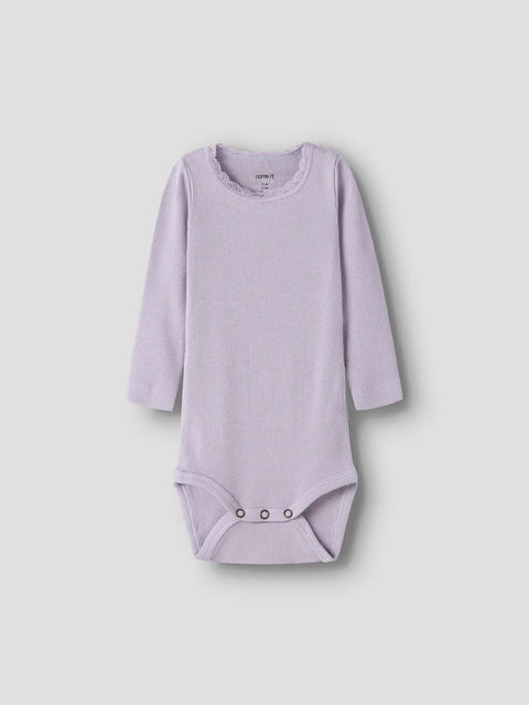 Name it Langarm Rib Body lavender gray