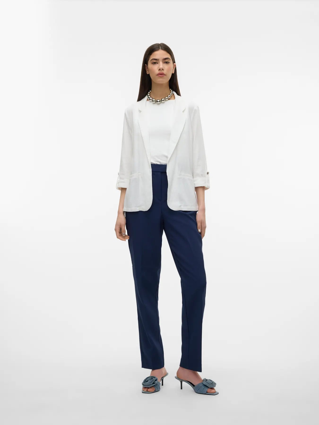 Vero Moda 3/4-Arm Leinen Blazer weiß