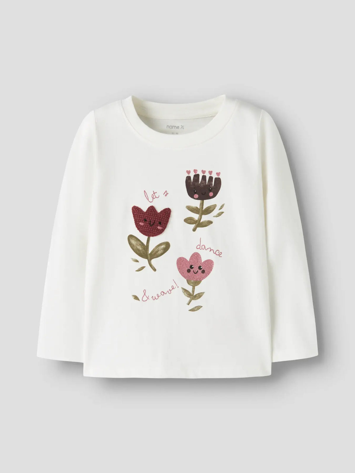 Name it Langarmshirt Blumen cloud dancer