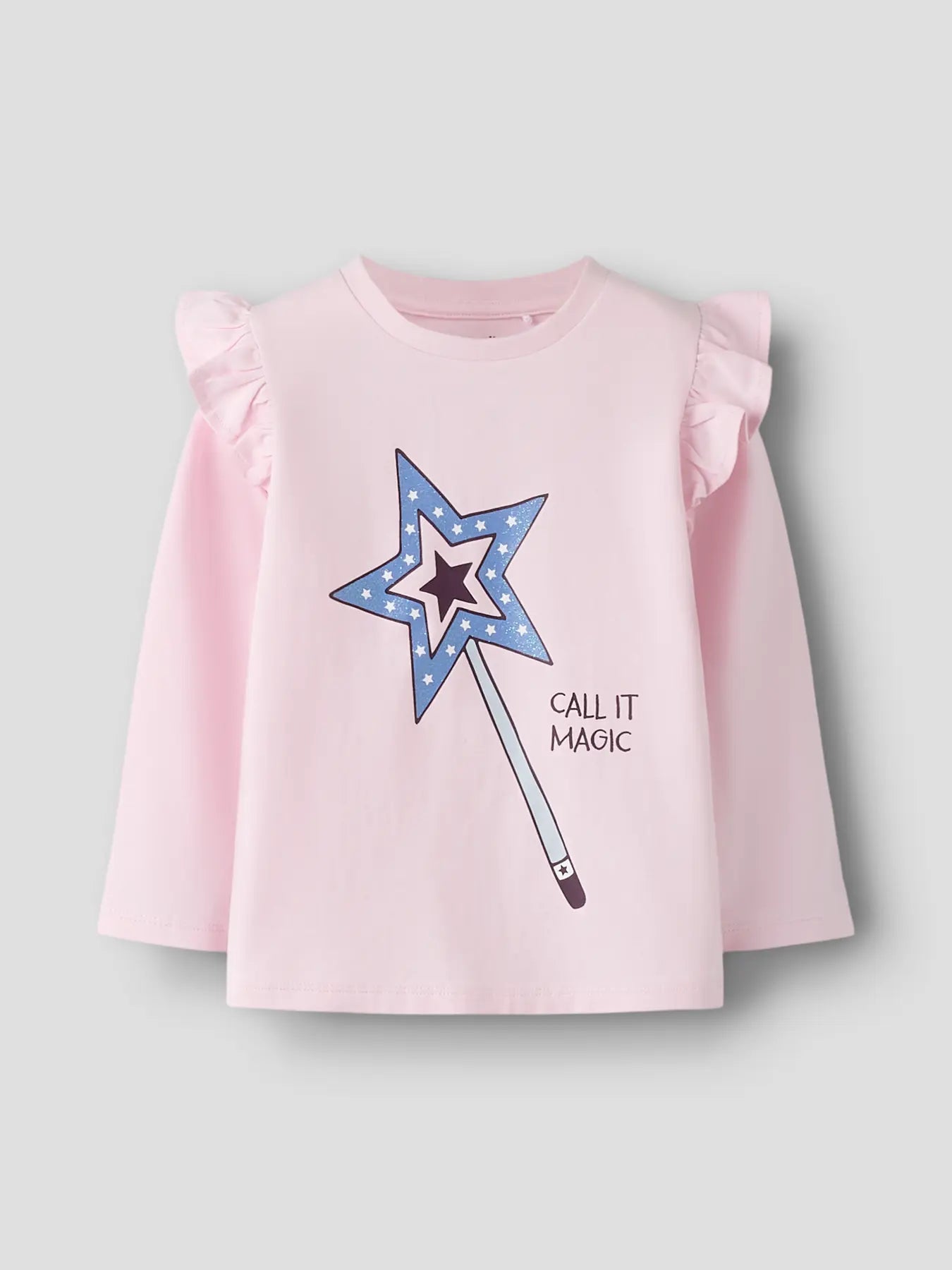 Name it Langarmshirt Glitzer Stern zartrosa