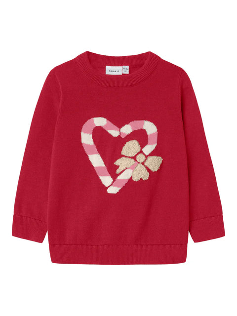 Name it Strickpullover Zuckerstangen rot