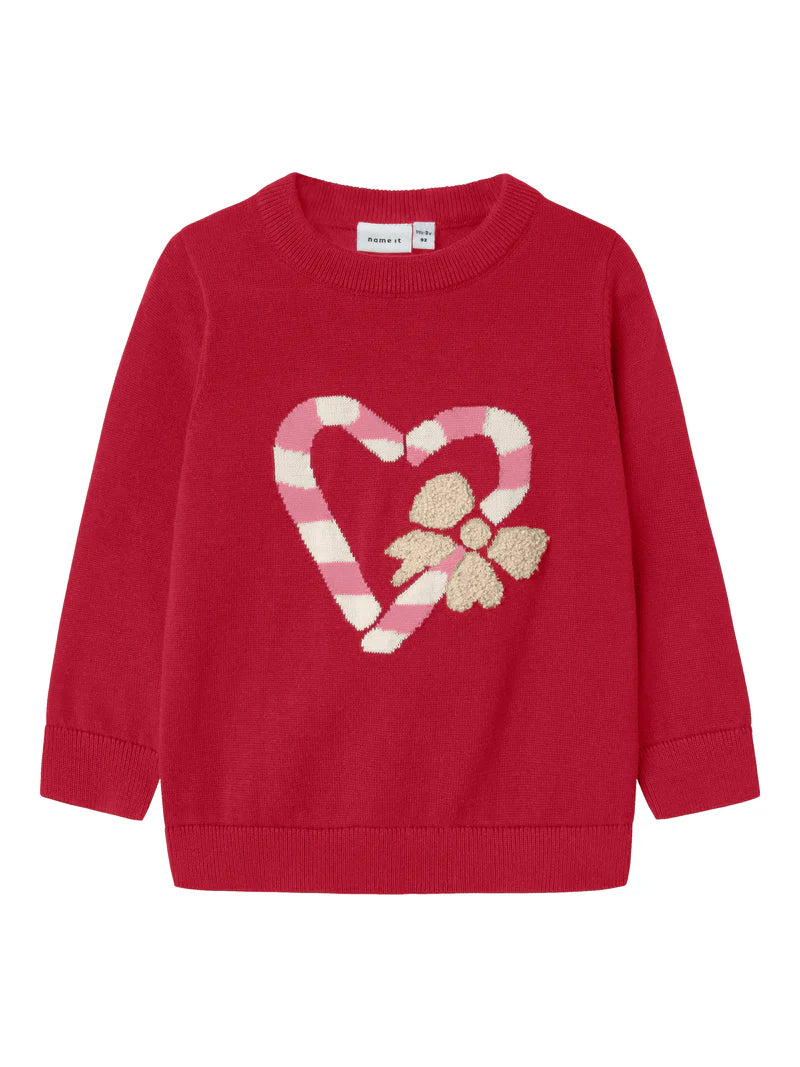 Name it Strickpullover Zuckerstangen rot