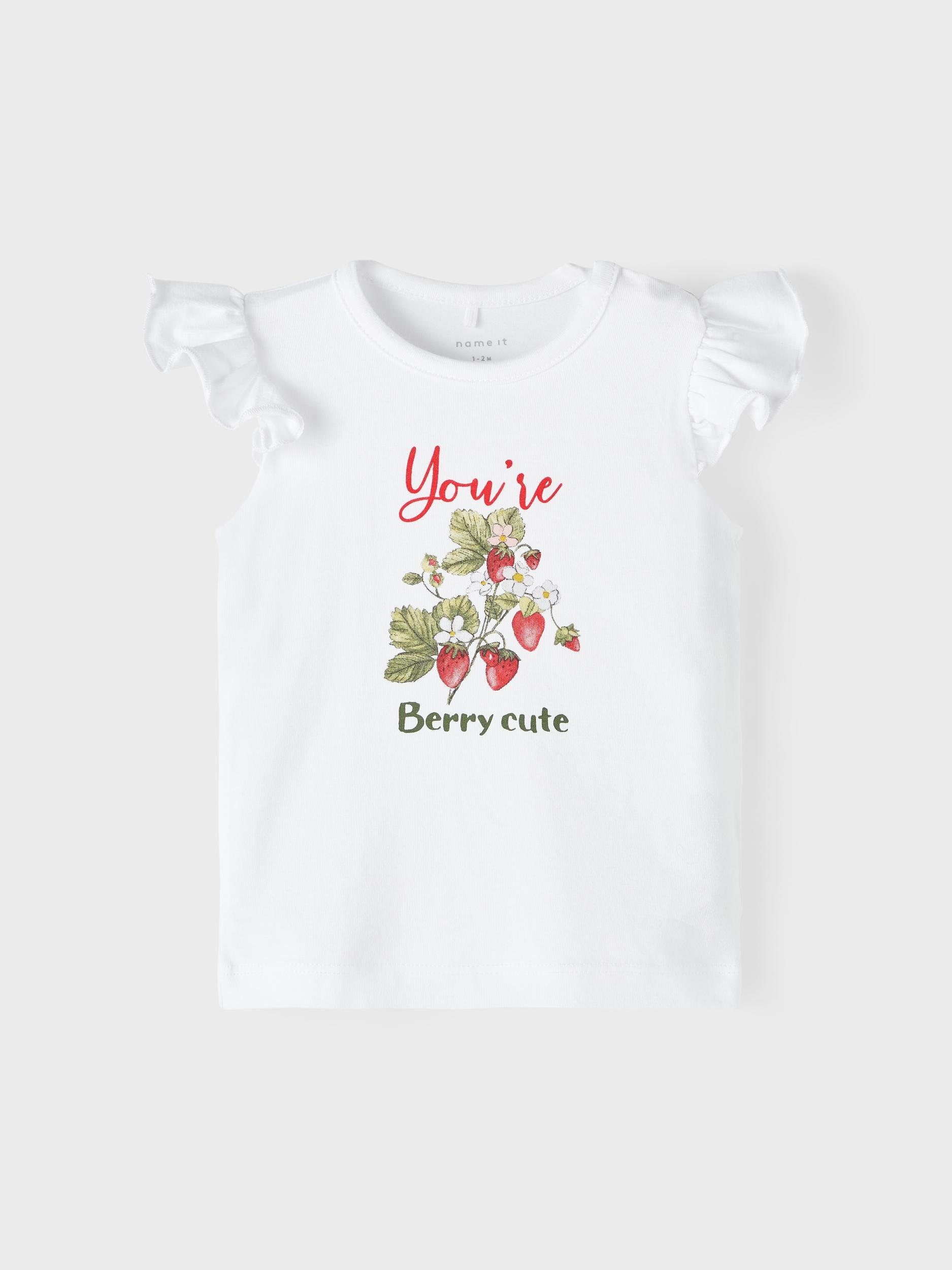 Name it T-Shirt Erdbeeren weiß