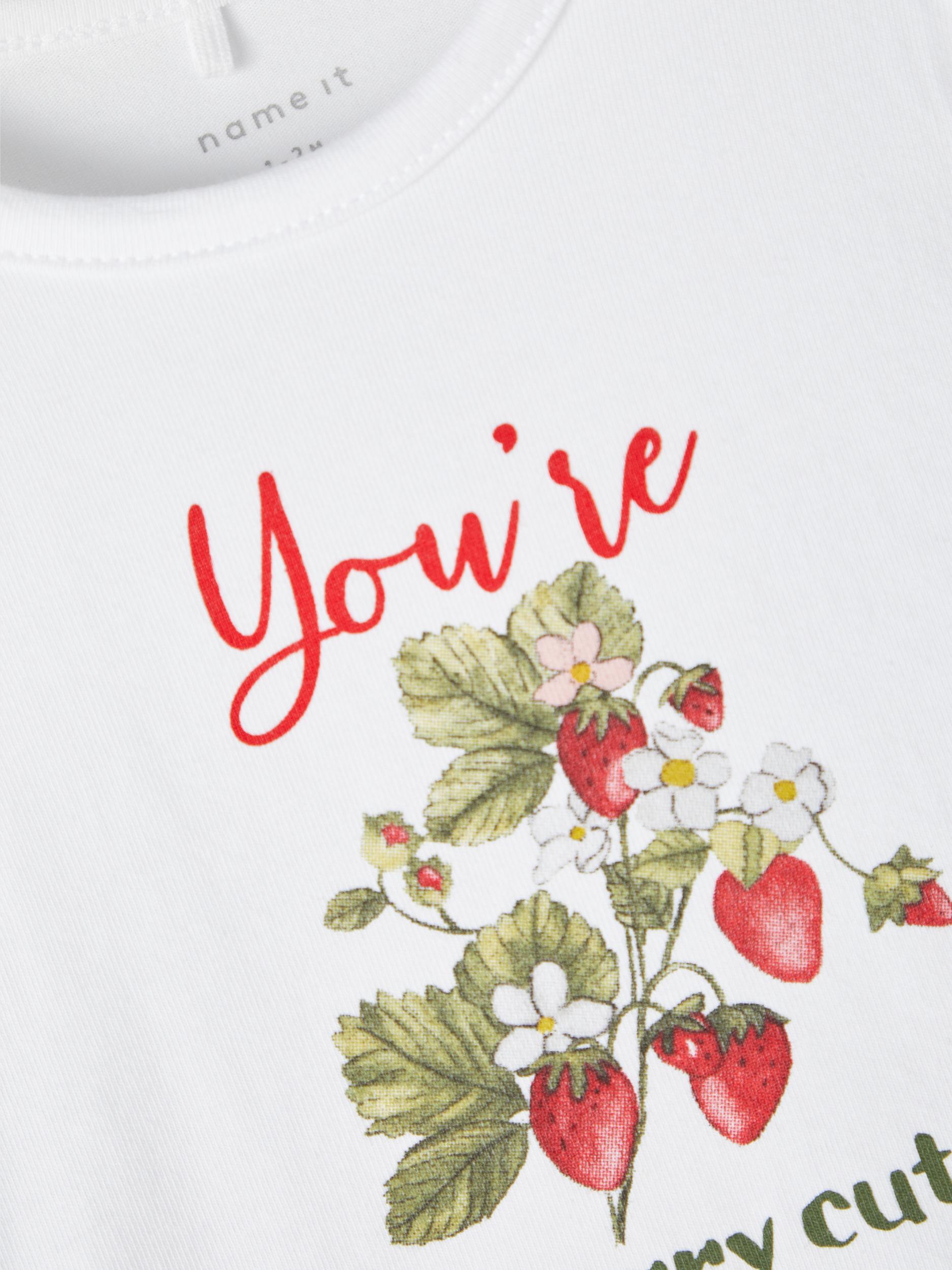 Name it T-Shirt Erdbeeren weiß