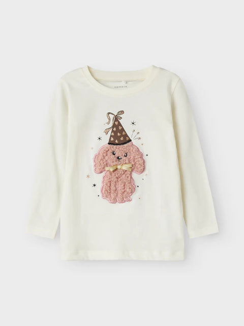 Name it Langarmshirt Party Hündchen cloud dancer